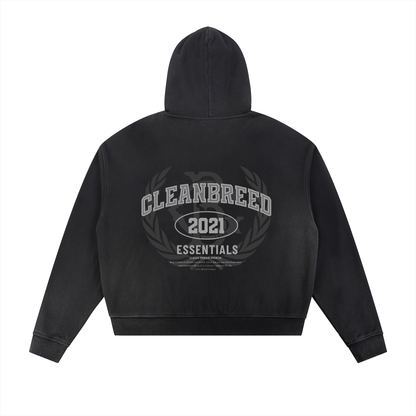 Clean Breed Stay Fresh Essentials Sun Fade Raw Edge Oversized Zip-up Hoodie