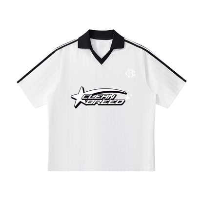 Contrast Collar Striped Soccer Jersey