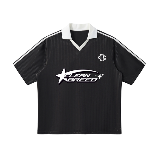 Contrast Collar Striped Soccer Jersey