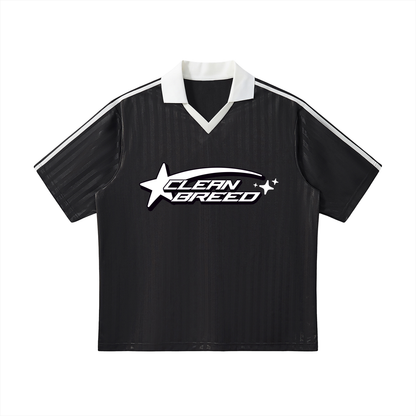 Contrast Collar Striped Soccer Jersey