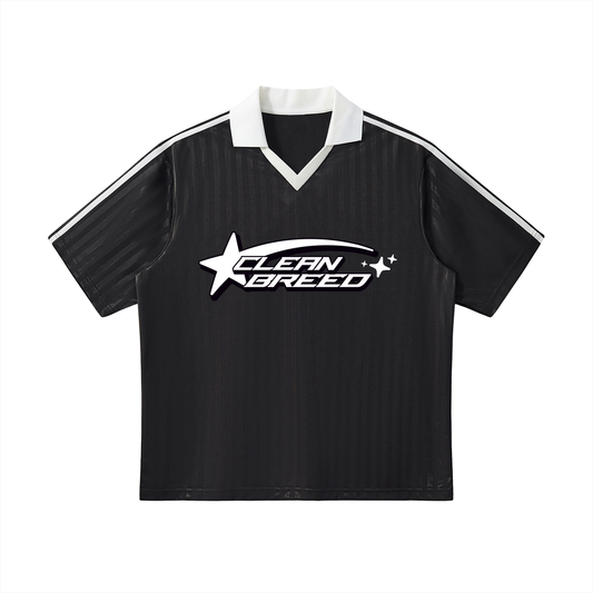 Contrast Collar Striped Soccer Jersey