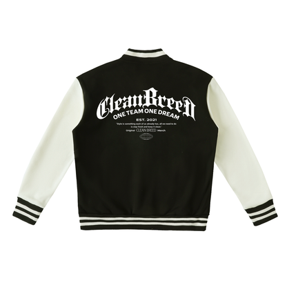 Clean Breed Two-Tone Fleeced Varsity Jacket