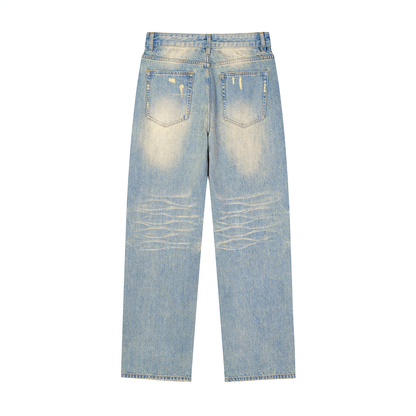Clean Breed Sun Fade Raw Hem Denim Jeans