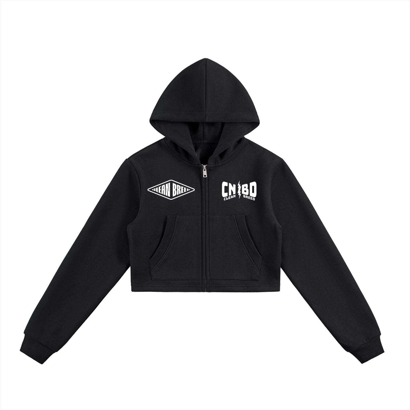 Clean Breed Essential Cropped Zip-Up Hoodie