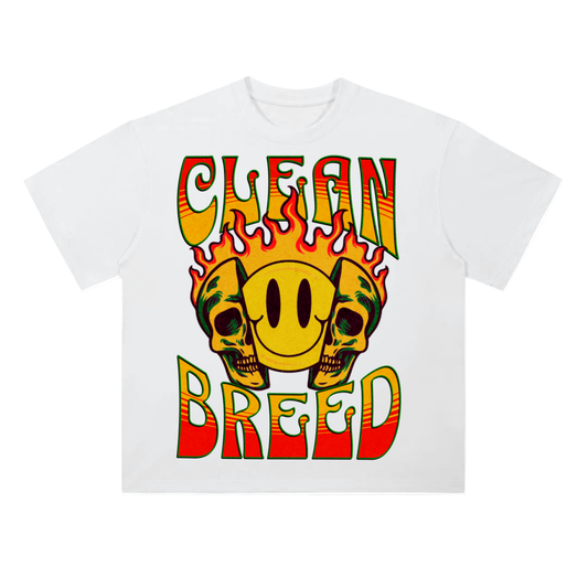 Clean Breed Smile Through The Fire Heavyweight Drop Shoulder Cotton T-Shirt